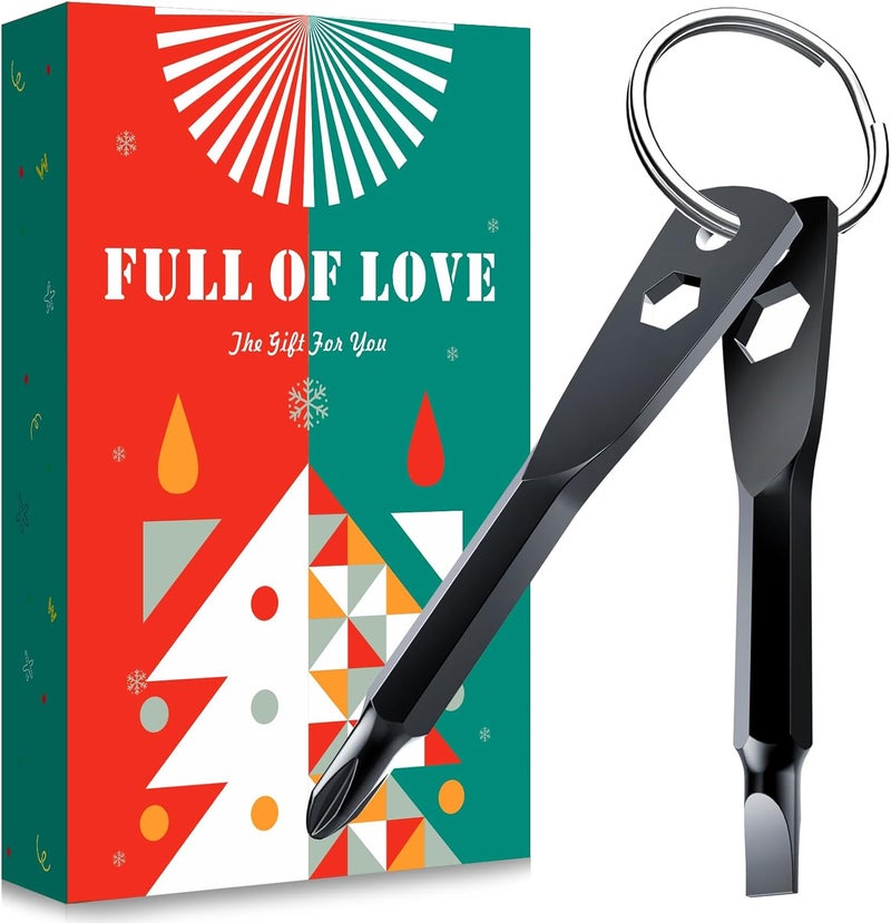 KUSONKEY Valentines Day Gifts for Him, Keychain Screwdriver Tool Gifts Stocking Stuffers for Men, 4-in-1 Screwdriver Bit with Phillips,Slotted and Hex Wrench Cool Gadgets for Him,Husband,Boyfriend,Dad - Image 1